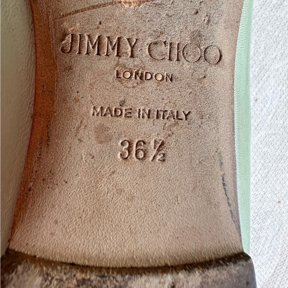 * Jimmy Choo Aline Pointed Easter Egg Green Flats, Size 37 1/2. Excellent! - Picture 4 of 9